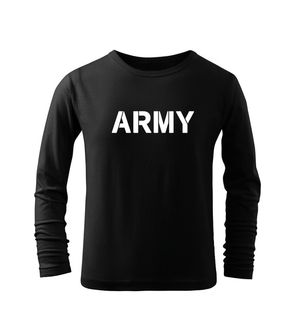DRAGOWA otroška majica z dolgimi rokavi Army, črna