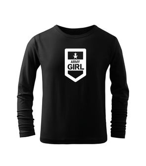 DRAGOWA otroška majica z dolgimi rokavi Army girl, črna