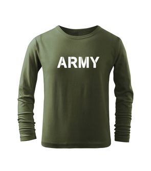 DRAGOWA otroška majica z dolgimi rokavi Army, olivno zelena