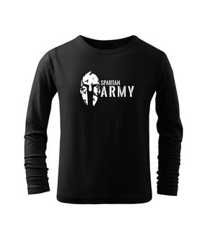 DRAGOWA otroška majica z dolgimi rokavi Spartan army, črna