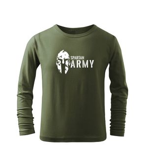 DRAGOWA otroška majica z dolgimi rokavi Spartan army, olivno zelena