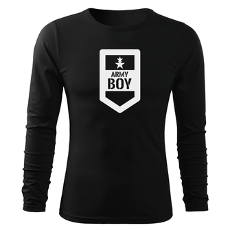 DRAGOWA Fit-T majica z dolgimi rokavi army boy, črna 160g/m2