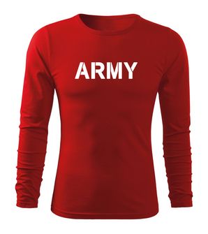 DRAGOWA Fit-T majica z dolgimi rokavi army, rdeča 160g/m2