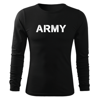 DRAGOWA Fit-T majica z dolgimi rokavi army, črna 160g/m2