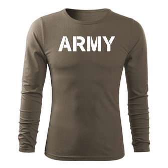 DRAGOWA Fit-T majica z dolgimi rokavi army, olivno zelena 160g/m2