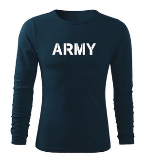 DRAGOWA Fit-T majica z dolgimi rokavi army, temno modra 160g/m2