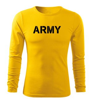 DRAGOWA Fit-T majica z dolgimi rokavi army, rumena 160g/m2