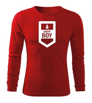 DRAGOWA Fit-T majica z dolgimi rokavi army boy, rdeča 160g/m2