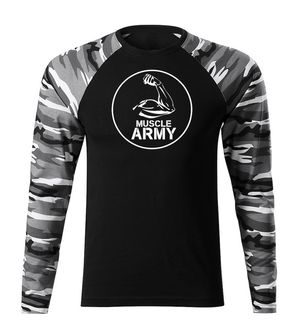 DRAGOWA Fit-T majica z dolgimi rokavi muscle army biceps, metro 160g/m2