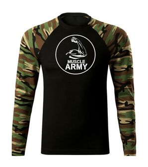 DRAGOWA Fit-T majica z dolgimi rokavi muscle army biceps, woodland 160g/m2