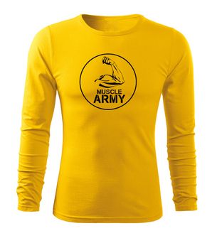 DRAGOWA Fit-T majica z dolgimi rokavi muscle army biceps, rumena 160g/m2