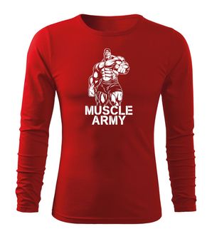 DRAGOWA Fit-T majica z dolgimi rokavi muscle army man, rdeča 160g/m2