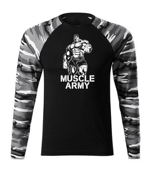 DRAGOWA Fit-T majica z dolgimi rokavi muscle army man, metro 160g/m2