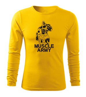DRAGOWA Fit-T majica z dolgimi rokavi muscle army man, rumena 160g/m2