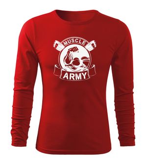 DRAGOWA Fit-T majica z dolgimi rokavi muscle army original, rdeča 160g/m2