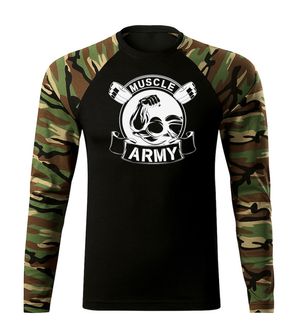 DRAGOWA Fit-T majica z dolgimi rokavi muscle army original, woodland 160g/m2