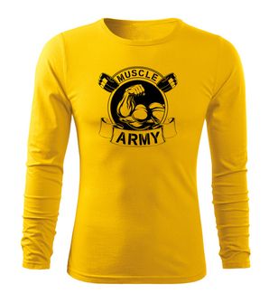 DRAGOWA Fit-T majica z dolgimi rokavi muscle army original, rumena 160g/m2