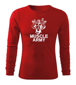 DRAGOWA Fit-T majica z dolgimi rokavi muscle army team, rdeča 160g/m2