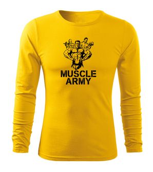 DRAGOWA Fit-T majica z dolgimi rokavi muscle army team, rumena 160g/m2