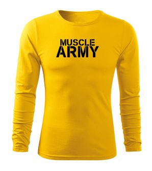 DRAGOWA Fit-T majica z dolgimi rokavi muscle army, rumena 160g/m2