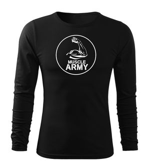 DRAGOWA Fit-T majica z dolgimi rokavi muscle army biceps, črna 160g/m2