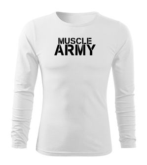 DRAGOWA Fit-T majica z dolgimi rokavi muscle army, bela 160g/m2