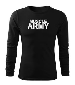 DRAGOWA Fit-T majica z dolgimi rokavi muscle army, črna 160g/m2
