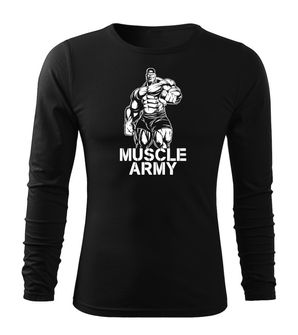 DRAGOWA Fit-T majica z dolgimi rokavi muscle army man, črna 160g/m2