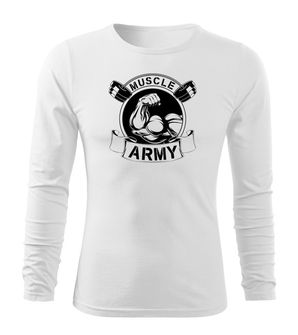 DRAGOWA Fit-T majica z dolgimi rokavi muscle army original, bela 160g/m2