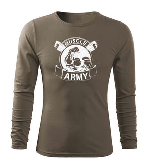 DRAGOWA Fit-T majica z dolgimi rokavi muscle army original, olivno zelena 160g/m2