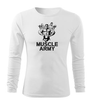 DRAGOWA Fit-T majica z dolgimi rokavi muscle army team, bela 160g/m2