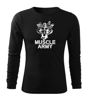DRAGOWA Fit-T majica z dolgimi rokavi muscle army team, črna 160g/m2