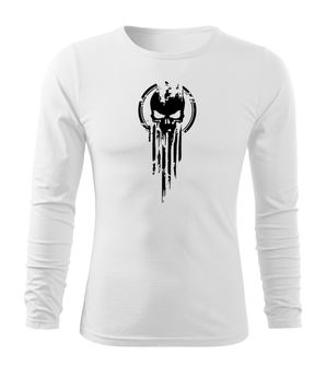 DRAGOWA Fit-T majica z dolgimi rokavi skull, bela 160g/m2