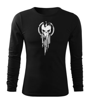 DRAGOWA Fit-T majica z dolgimi rokavi skull, črna 160g/m2