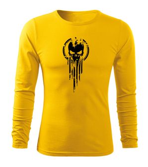 DRAGOWA Fit-T majica z dolgimi rokavi skull, rumena 160g/m2