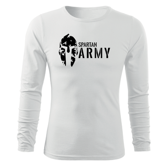 DRAGOWA Fit-T majica z dolgimi rokavi spartan army, bela 160g/m2