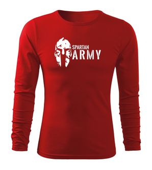 DRAGOWA Fit-T majica z dolgimi rokavi spartan army, rdeča 160g/m2