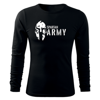 DRAGOWA Fit-T majica z dolgimi rokavi spartan army, črna 160g/m2