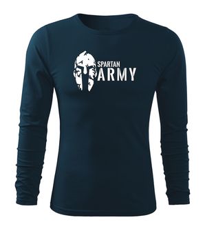 DRAGOWA Fit-T majica z dolgimi rokavi spartan army, temno modra 160g/m2