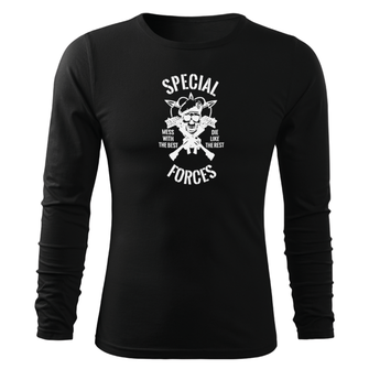 DRAGOWA Fit-T majica z dolgimi rokavi special force, črna 160g/m2