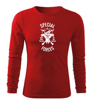DRAGOWA Fit-T majica z dolgimi rokavi special forces, rdeča 160g/m2