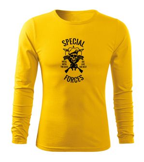 DRAGOWA Fit-T majica z dolgimi rokavi special forces, rumena 160g/m2