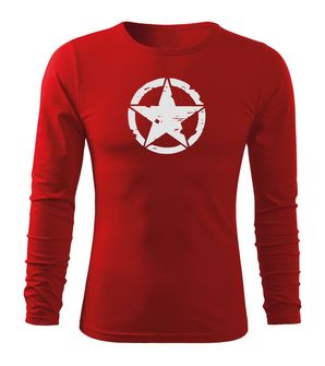 DRAGOWA Fit-T majica z dolgimi rokavi star, rdeča 160g/m2