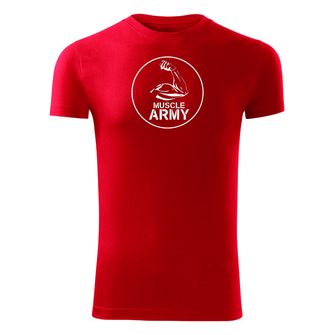 DRAGOWA fitnes majica muscle army biceps, rdeča 180 g/m2