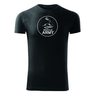 DRAGOWA fitnes majica muscle army biceps, črna 180 g/m2