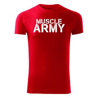 DRAGOWA fitnes majica muscle army, rdeča 180 g/m2