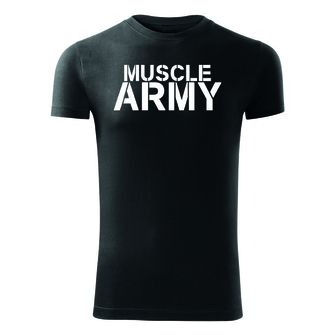 DRAGOWA fitnes majica muscle army, črna 180 g/m2