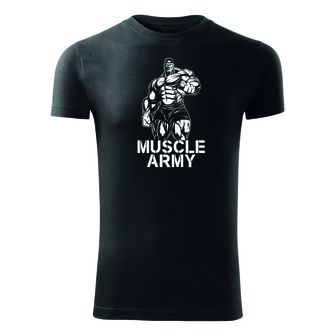 DRAGOWA fitnes majica muscle army man, črna 180 g/m2