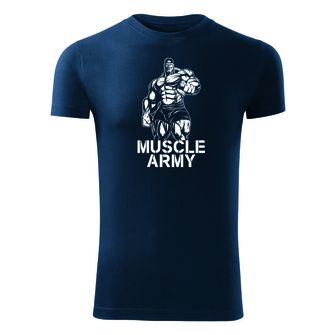 DRAGOWA fitnes majica muscle army man, modra 180 g/m2