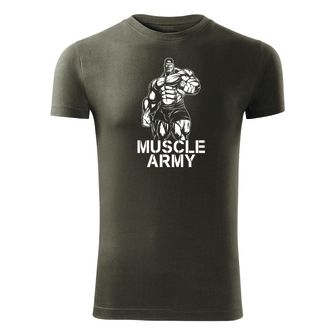 DRAGOWA fitnes majica muscle army man, olivno zelena 180 g/m2